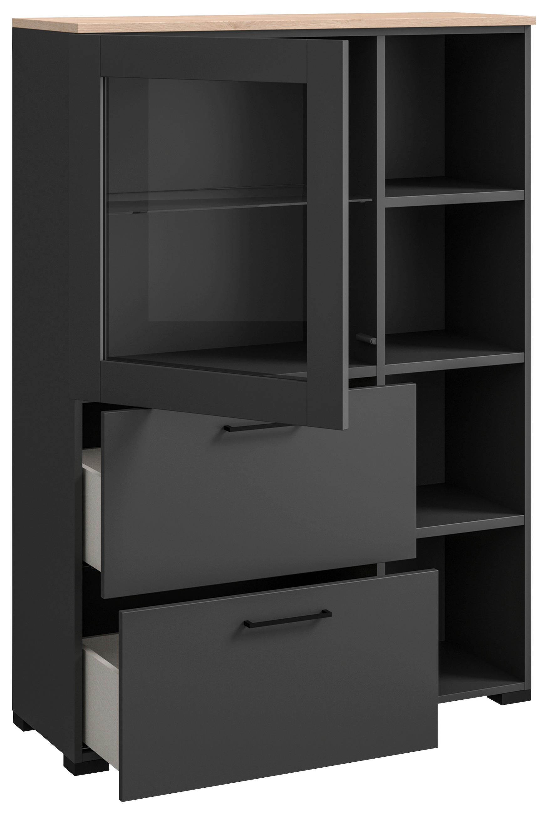 VITRINE in Graphitfarben  - Anthrazit/Graphitfarben, Design, Glas/Holzwerkstoff (100/143,3/41,9cm) - Cantus
