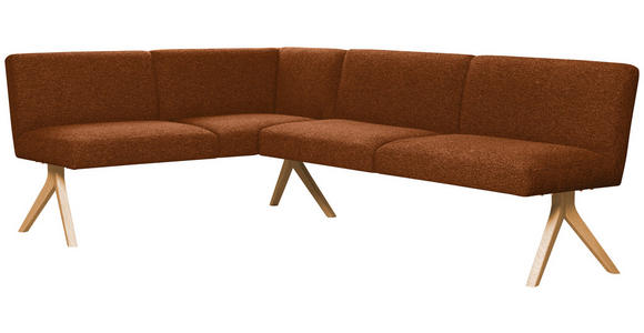 ECKBANK 172/218 cm Webstoff Haselnussfarben Eiche vollmassiv   - Eichefarben/Haselnussfarben, KONVENTIONELL, Holz/Textil (172/218cm) - Linea Natura