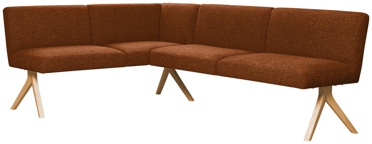 ECKBANK 172/218 cm Webstoff Haselnussfarben Eiche vollmassiv   - Eichefarben/Haselnussfarben, KONVENTIONELL, Holz/Textil (172/218cm) - Linea Natura
