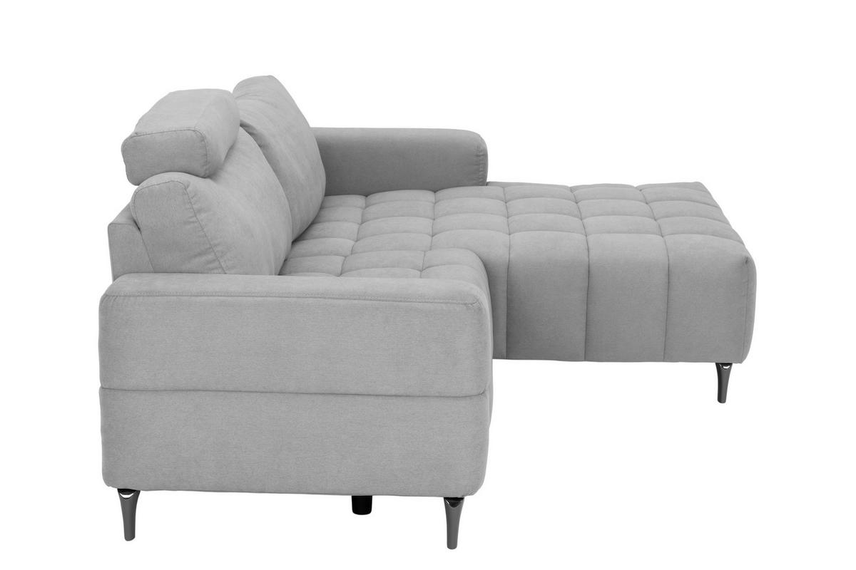 ECKSOFA Hellgrau Mikrofaser  - Silberfarben/Hellgrau, Design, Textil/Metall (242/161cm) - Livetastic