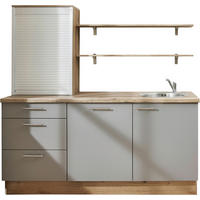 KÜCHENLEERBLOCK 180 cm   in Grau, Eichefarben  - Edelstahlfarben/Eichefarben, Design, Holzwerkstoff/Metall (180cm) - Pino