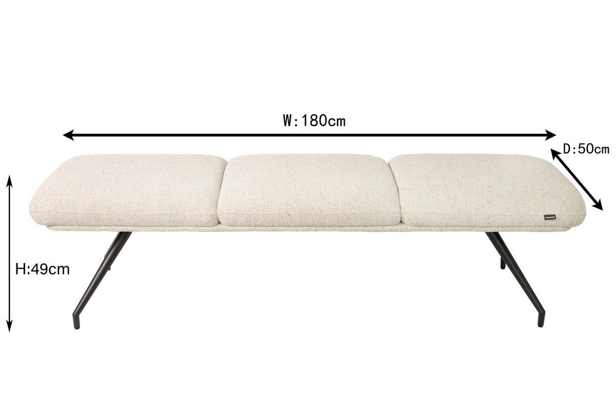 SITZBANK 180/49,5/50 cm  in Schwarz, Beige  - Beige/Schwarz, Design, Textil/Metall (180/49,5/50cm) - Dieter Knoll