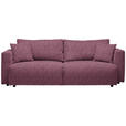 SCHLAFSOFA Velours Bordeaux Zierkissen, Rückenkissen, Bettkasten, Schlaffunktion, Rücken echt  - Bordeaux/Schwarz, Design, Kunststoff/Textil (250/92/105cm) - Carryhome