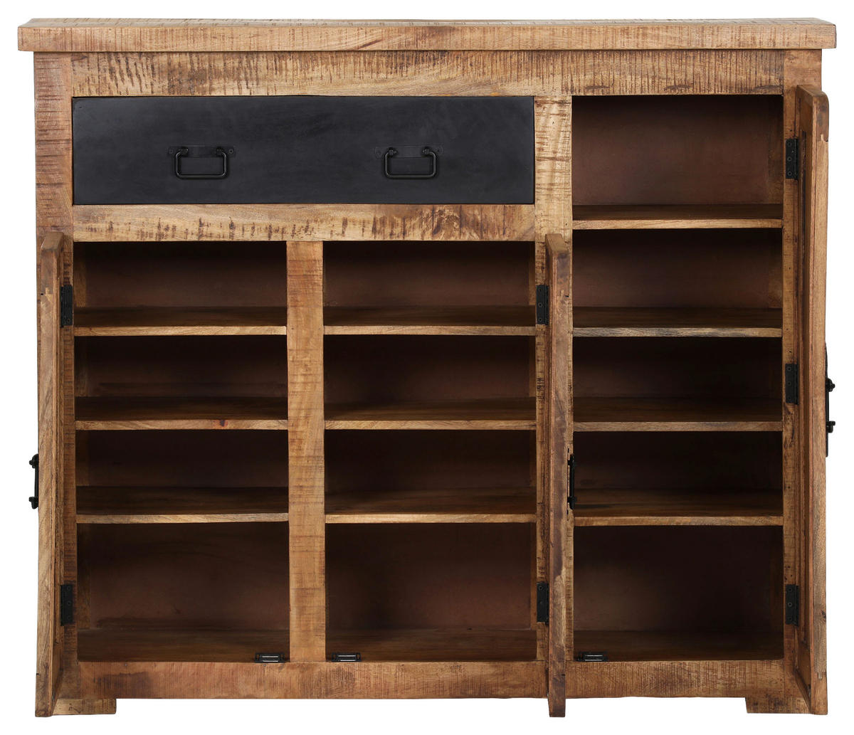 SCHUHSCHRANK Mangoholz massiv Braun  - Schwarz/Braun, LIFESTYLE, Holz/Metall (135/115/40cm) - Landscape