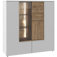 HIGHBOARD Weiss, Wildeiche  127,9/132/42,9 cm  - Wildeiche/Weiss, Design, Glas/Holz (127,9/132/42,9cm) - Voglauer