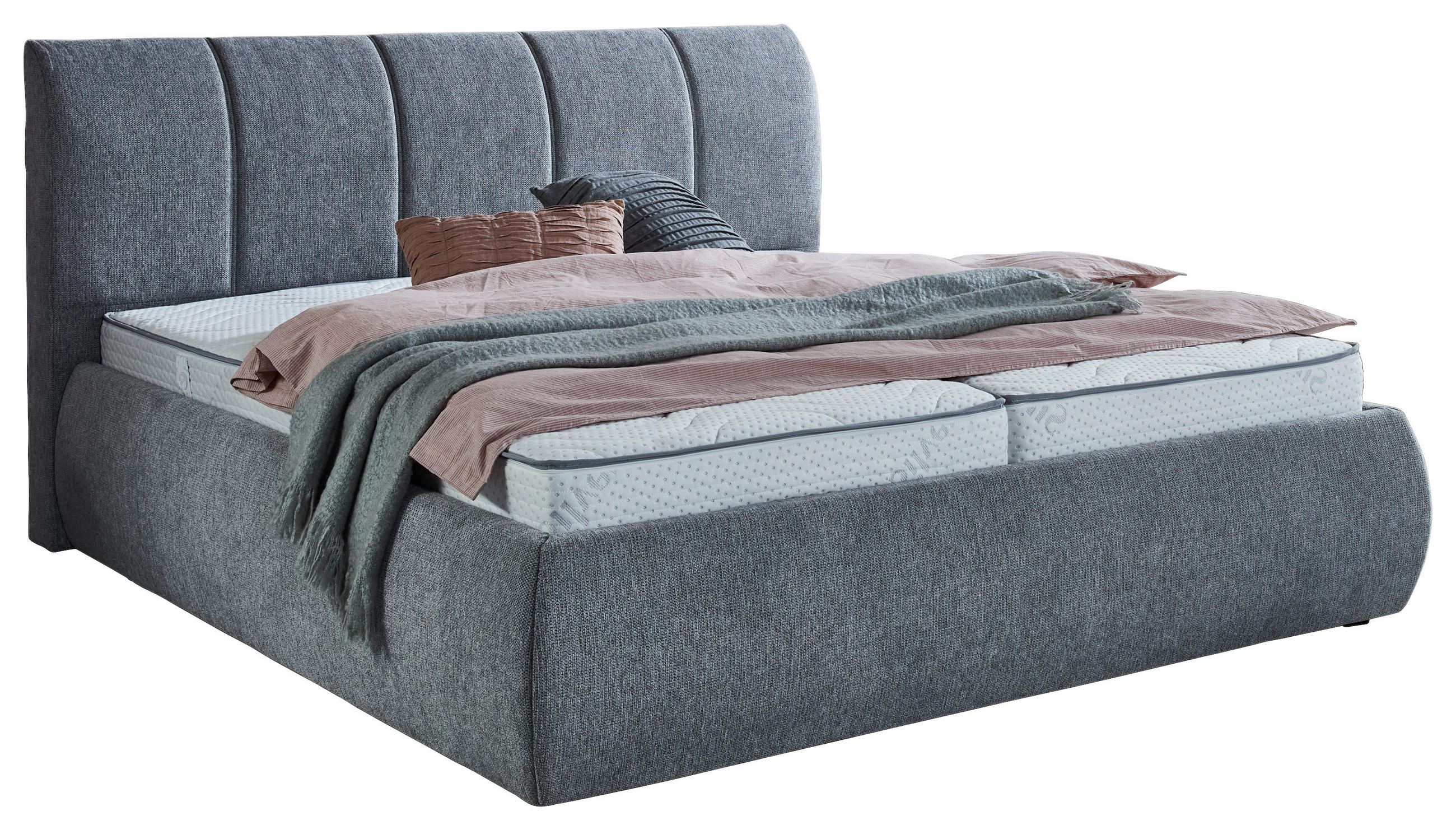 POLSTERBETT Silberfarben 180/200 cm  - Silberfarben/Schwarz, KONVENTIONELL, Kunststoff/Textil (180/200cm) - Carryhome