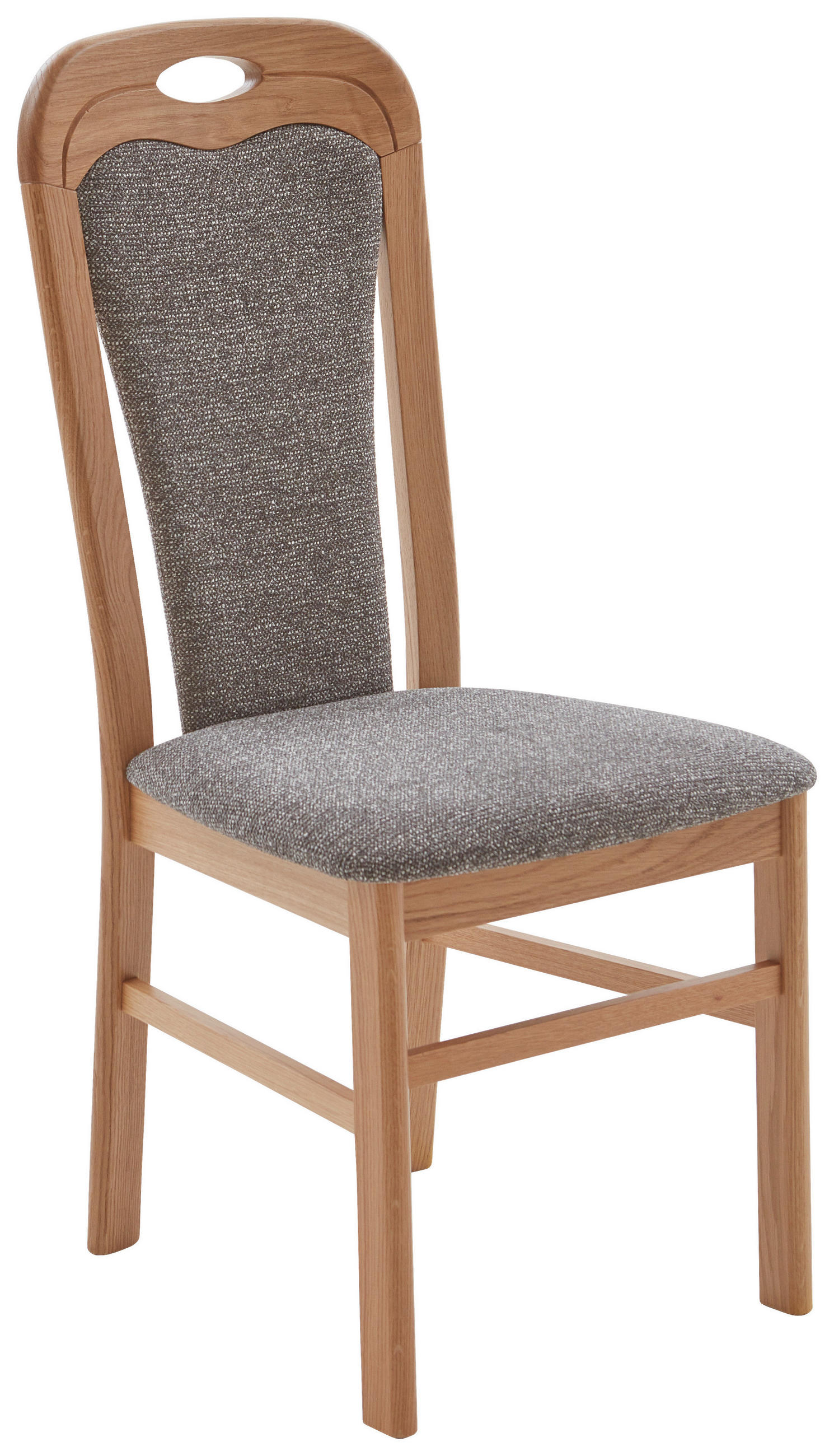 STUHL Webstoff Grau Eiche massiv  - Eichefarben/Grau, KONVENTIONELL, Holz/Textil (47/101/58cm) - Valdera