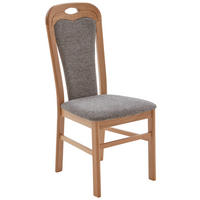 STUHL Webstoff Grau Eiche massiv  - Eichefarben/Grau, KONVENTIONELL, Holz/Textil (47/101/58cm) - Valdera