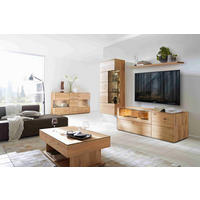 WOHNWAND 294/196/55 cm  in Wildeiche  294/196/55 cm    - Wildeiche/Edelstahlfarben, Design, Glas/Holz (294/196/55cm) - Valnatura