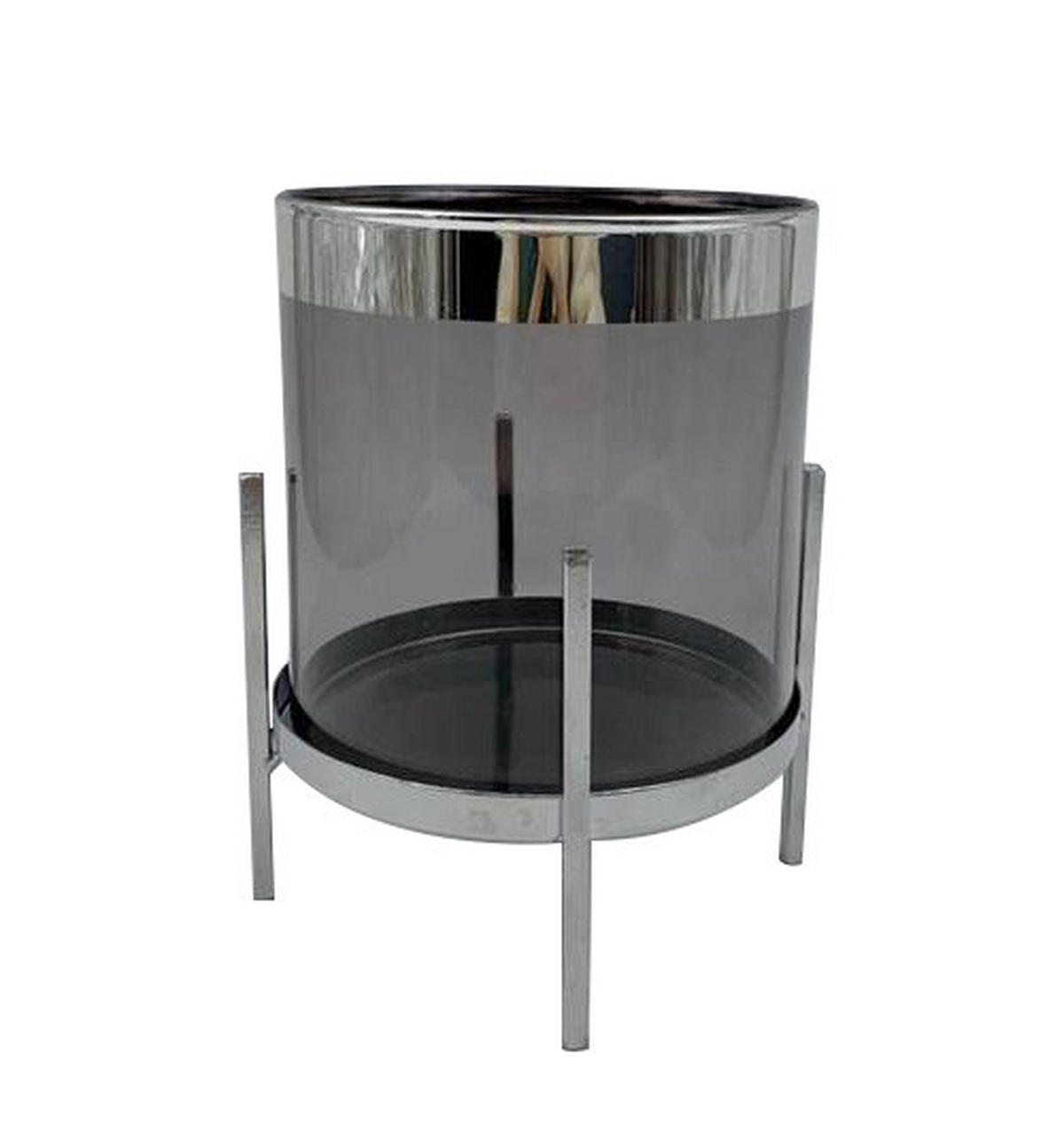 TEELICHTGLAS  - Silberfarben/Grau, Trend, Glas/Metall (12/15,5cm)