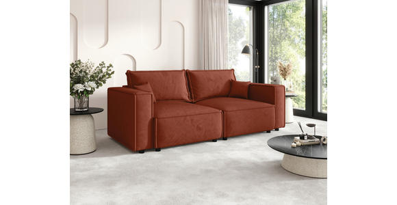 SOFA Webstoff Terracotta  - Terracotta/Schwarz, MODERN, Kunststoff/Textil (250/68/104cm) - Xora