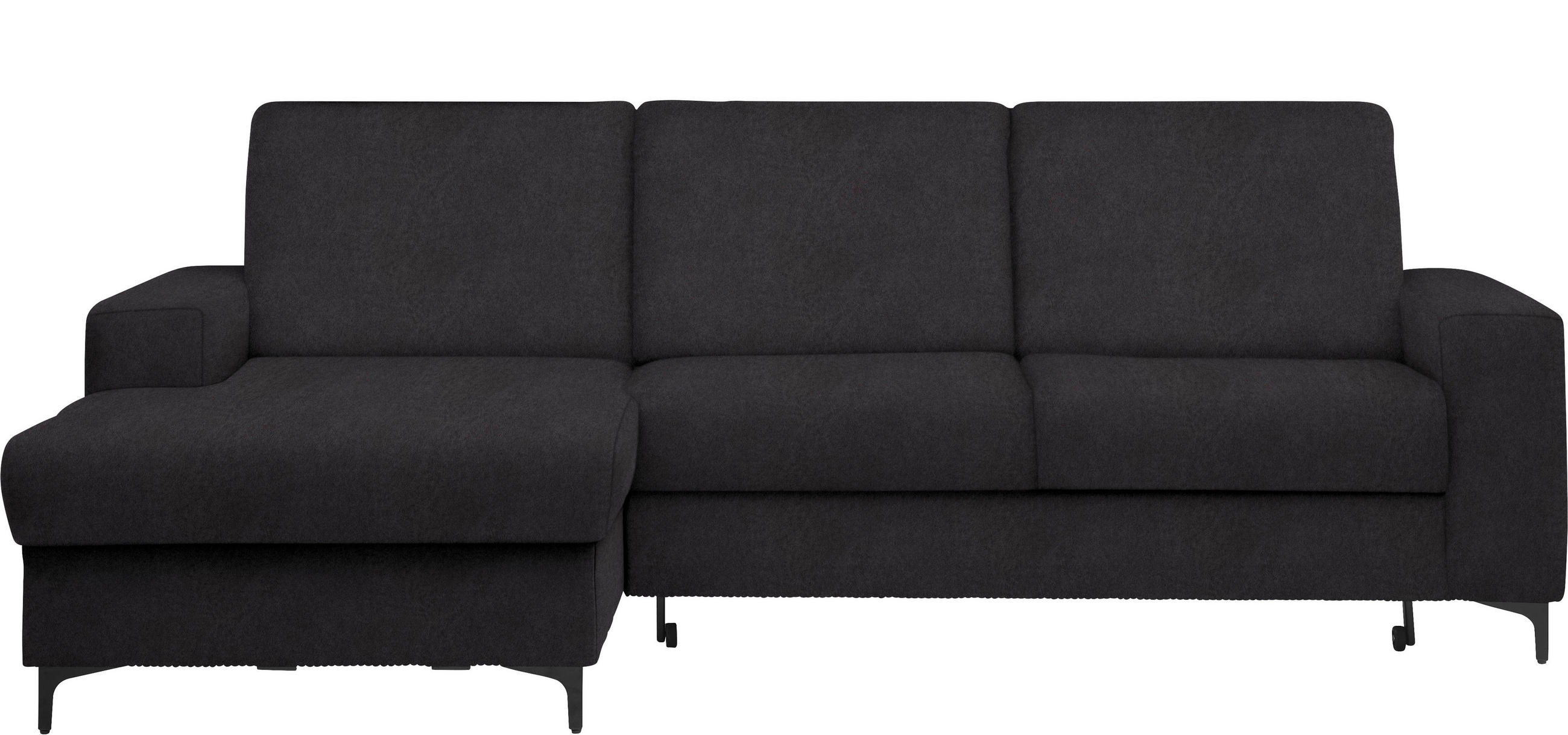 ECKSOFA in Velours Anthrazit  - Anthrazit/Schwarz, Konventionell, Textil/Metall (167/247cm) - Stylife