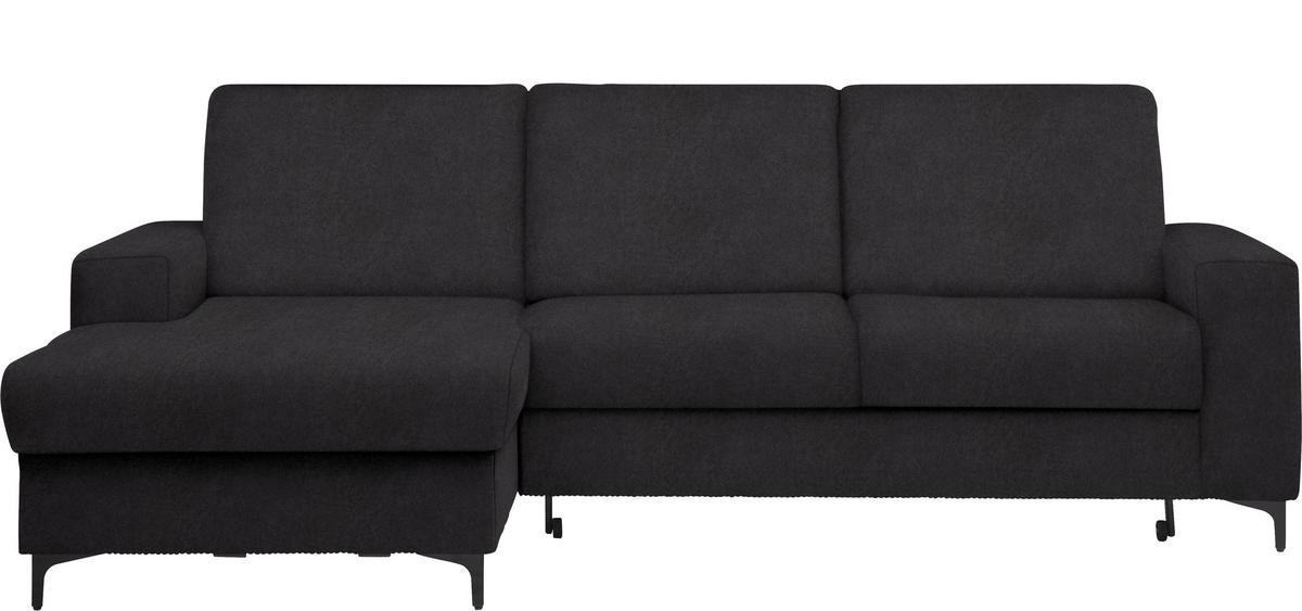 ECKSOFA in Velours Anthrazit  - Anthrazit/Schwarz, Konventionell, Textil/Metall (167/247cm) - Stylife