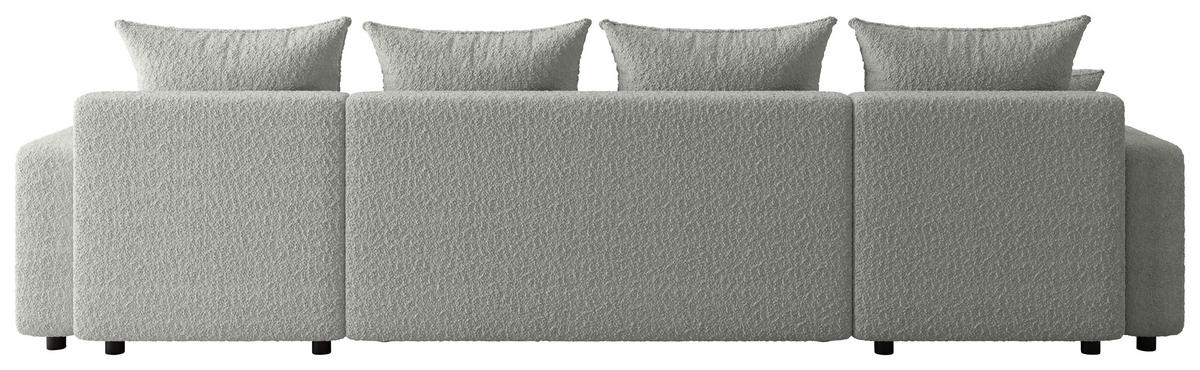 WOHNLANDSCHAFT  in Bouclé Hellgrau  - Hellgrau/Schwarz, MODERN, Kunststoff/Textil (150/312/150cm) - Carryhome