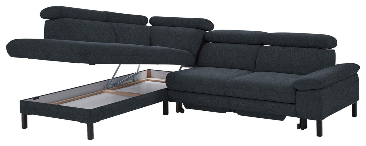 ECKSOFA in Flachgewebe Anthrazit  - Anthrazit/Schwarz, Design, Holzwerkstoff/Textil (217/272cm) - Pure Home Comfort