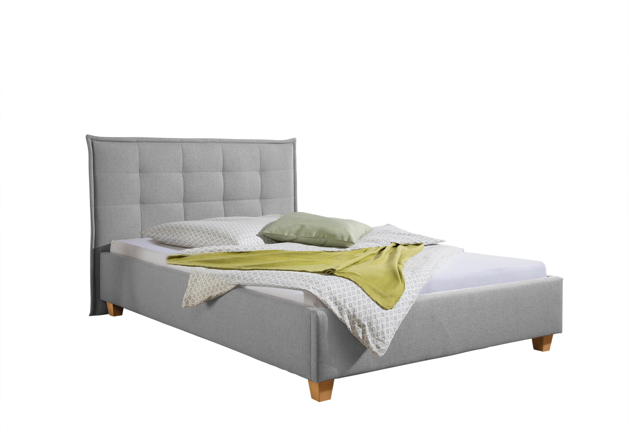 POLSTERBETT 140/200 cm,  in Hellgrau,  - Hellgrau/Naturfarben, MODERN, Holz/Textil (140/200cm) - Livetastic