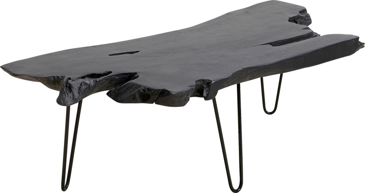 COUCHTISCH Teakholz massiv 100/40/40 cm Freiform Schwarz  - Schwarz, Design, Holz/Metall (100/40/40cm) - Kare-Design