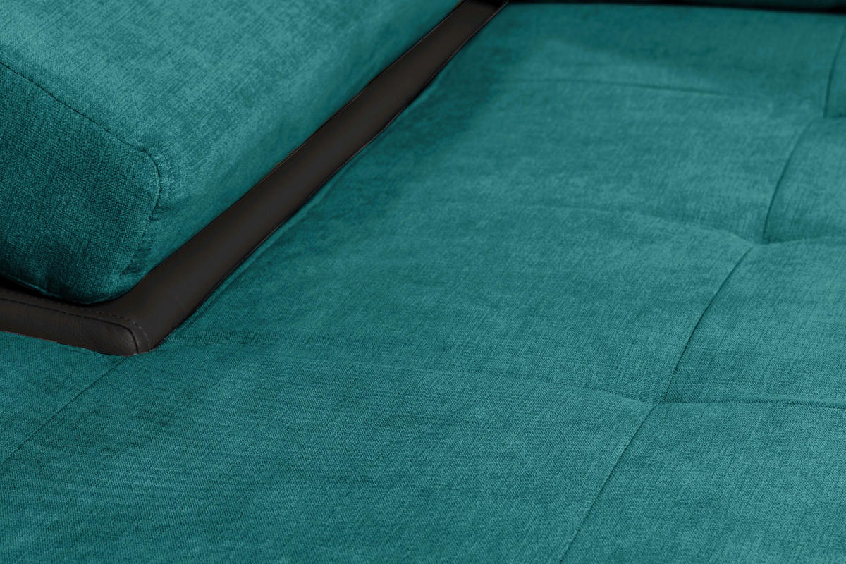 ECKSOFA in Flachgewebe Türkis, Schwarz  - Türkis/Schwarz, Design, Kunststoff/Textil (175/271cm) - MID.YOU