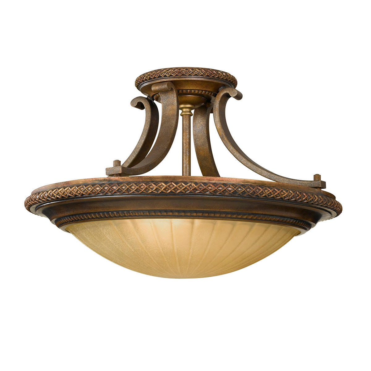 STROPNÉ SVIETIDLO, 45.7/29.2 cm  - zlatá/bronzová, Natur, kov/sklo (45.7/29.2cm) - Elstead Lighting