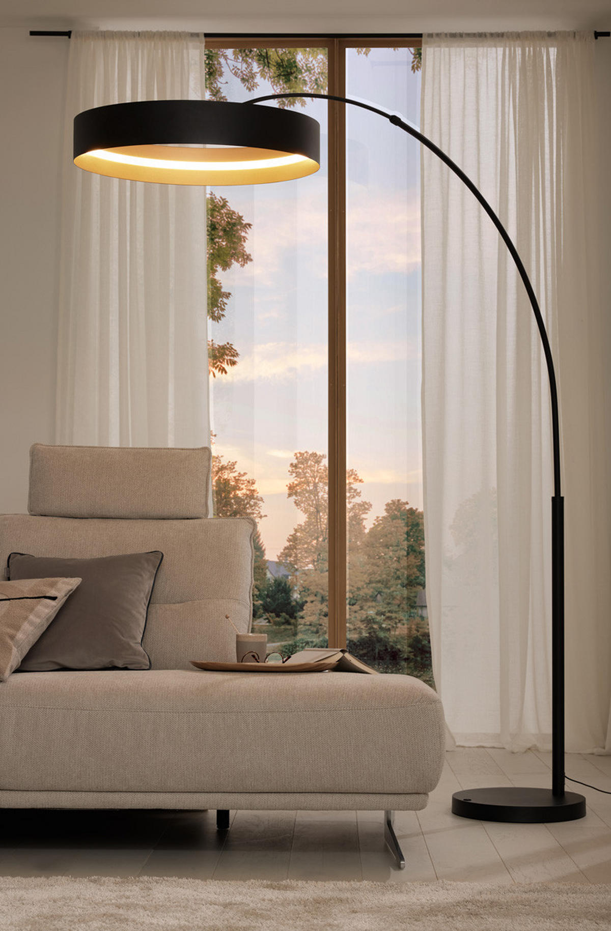 LED-STEHLEUCHTE 60/200 cm    - Goldfarben/Schwarz, Design, Metall (60/200cm) - Musterring