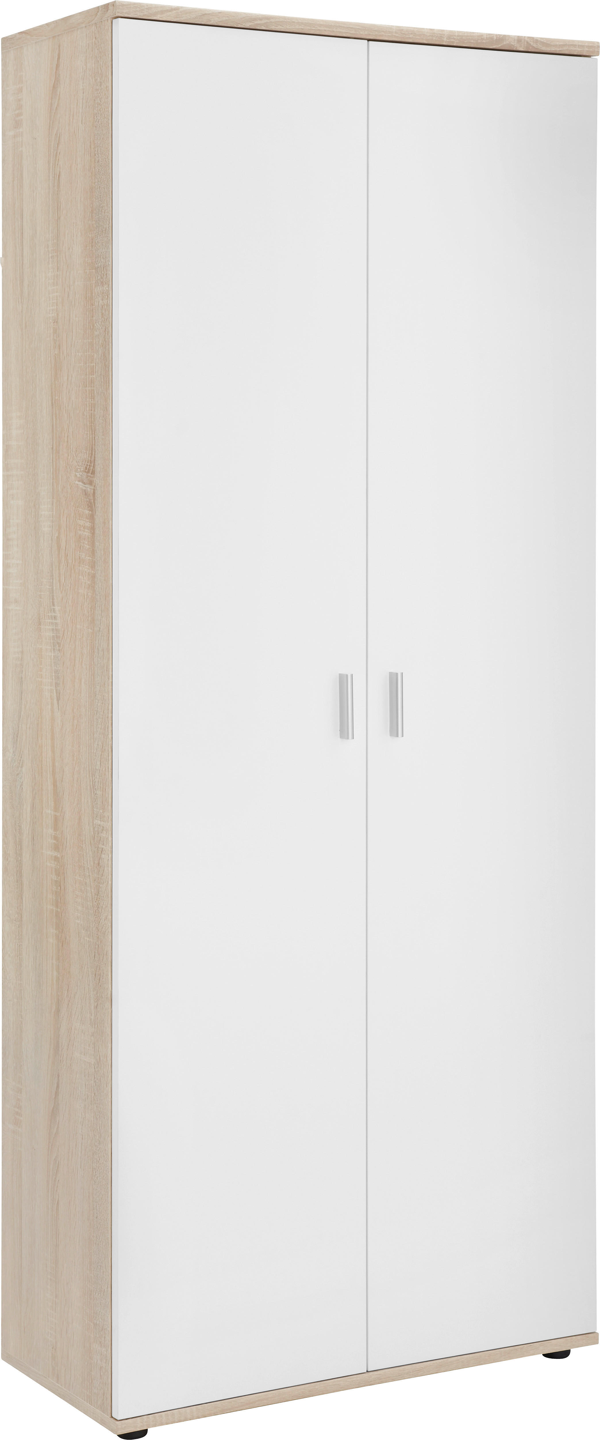 SCHUHSCHRANK Weiß, Eichefarben  - Eichefarben/Silberfarben, Design, Holzwerkstoff/Kunststoff (69/176/35cm)