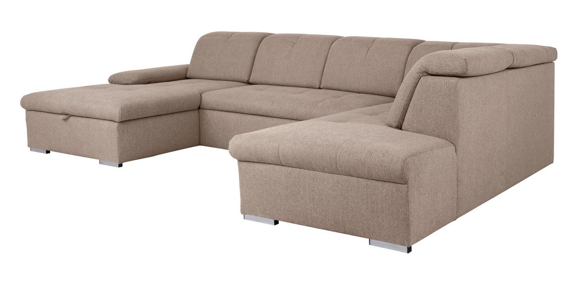 WOHNLANDSCHAFT in Hellbraun  - Hellbraun/Grau, Design, Textil/Metall (173/328/215cm) - MID.YOU