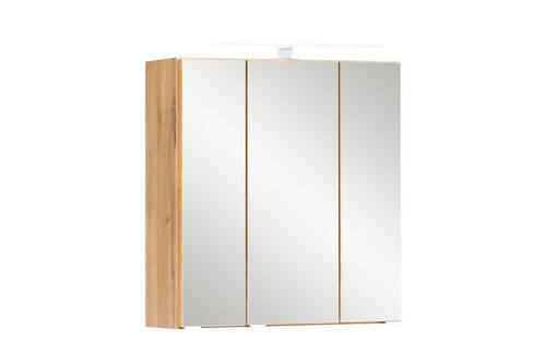 SPIEGELSCHRANK 60/64/20 cm  - Eiche Wotan/Alufarben, Natur, Glas/Holzwerkstoff (60/64/20cm) - Xora