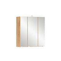 SPIEGELSCHRANK 60/64/20 cm  - Eiche Wotan/Alufarben, Natur, Glas/Holzwerkstoff (60/64/20cm) - Xora