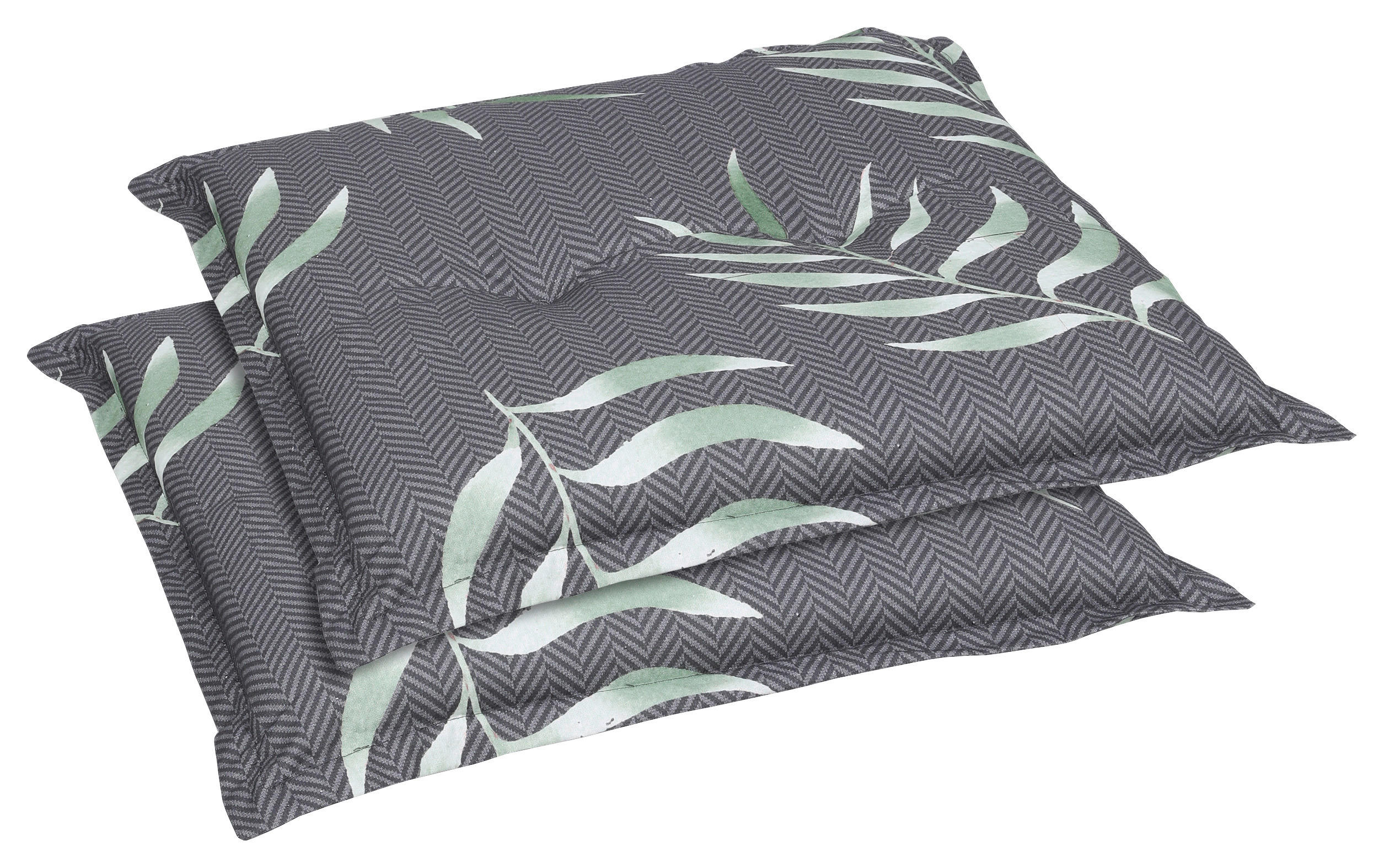 GARTENSITZKISSENSET Blätter  - Anthrazit, Design, Textil (50/7/50cm)