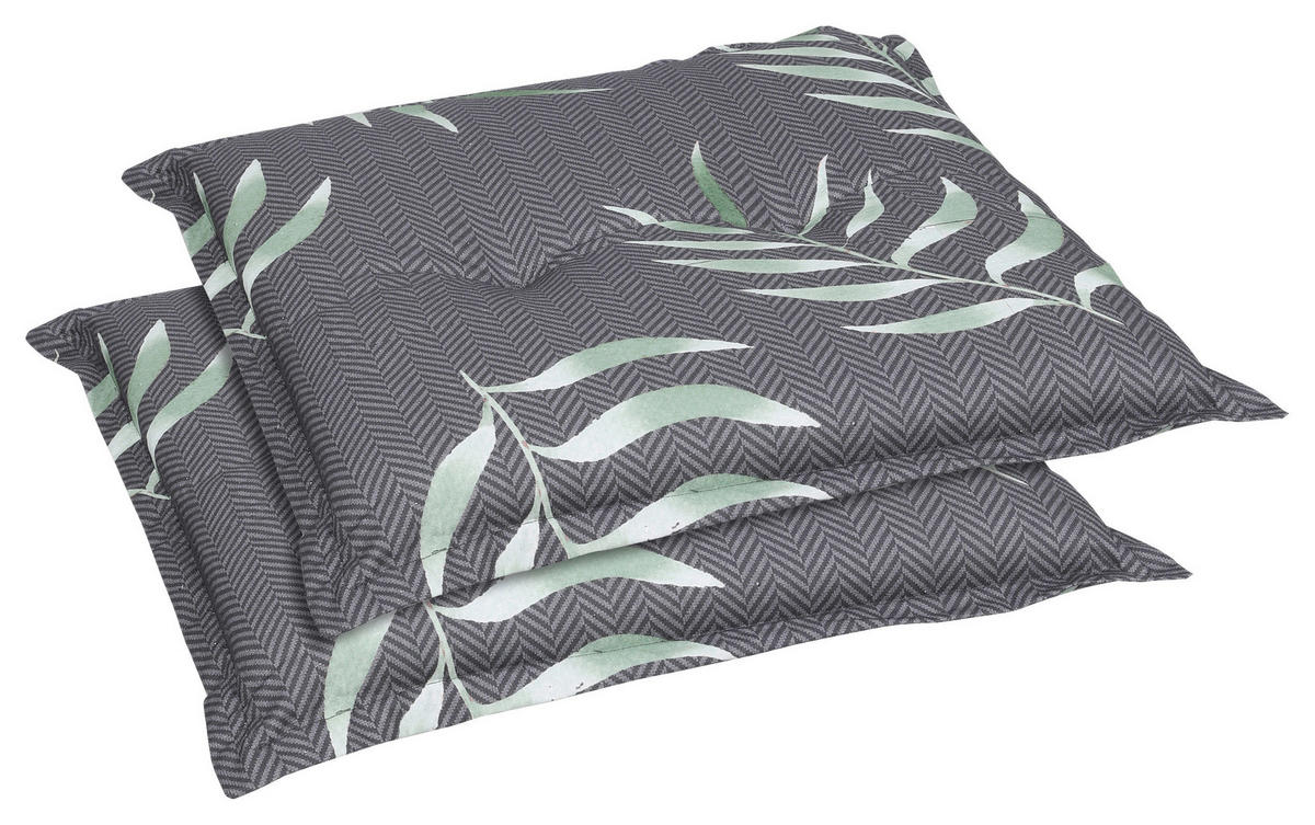 GARTENSITZKISSENSET in Anthrazit Blätter  - Anthrazit, Design, Textil (50/7/50cm)