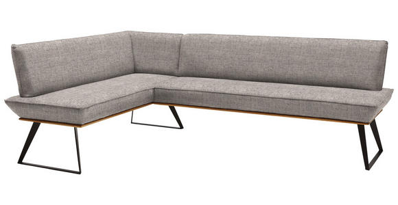 ECKBANK 163/203 cm Webstoff Schwarz, Eichefarben, Hellbraun Eiche massiv Metall - Hellbraun/Eichefarben, Design, Holz/Textil (163/203cm) - Voleo