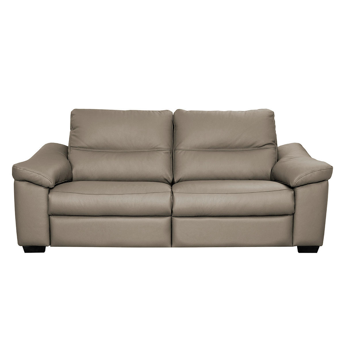 2,5-SITZER  in Echtleder Grau   - Schwarz/Grau, Design, Leder/Holz (214/97/97cm) - Livetastic