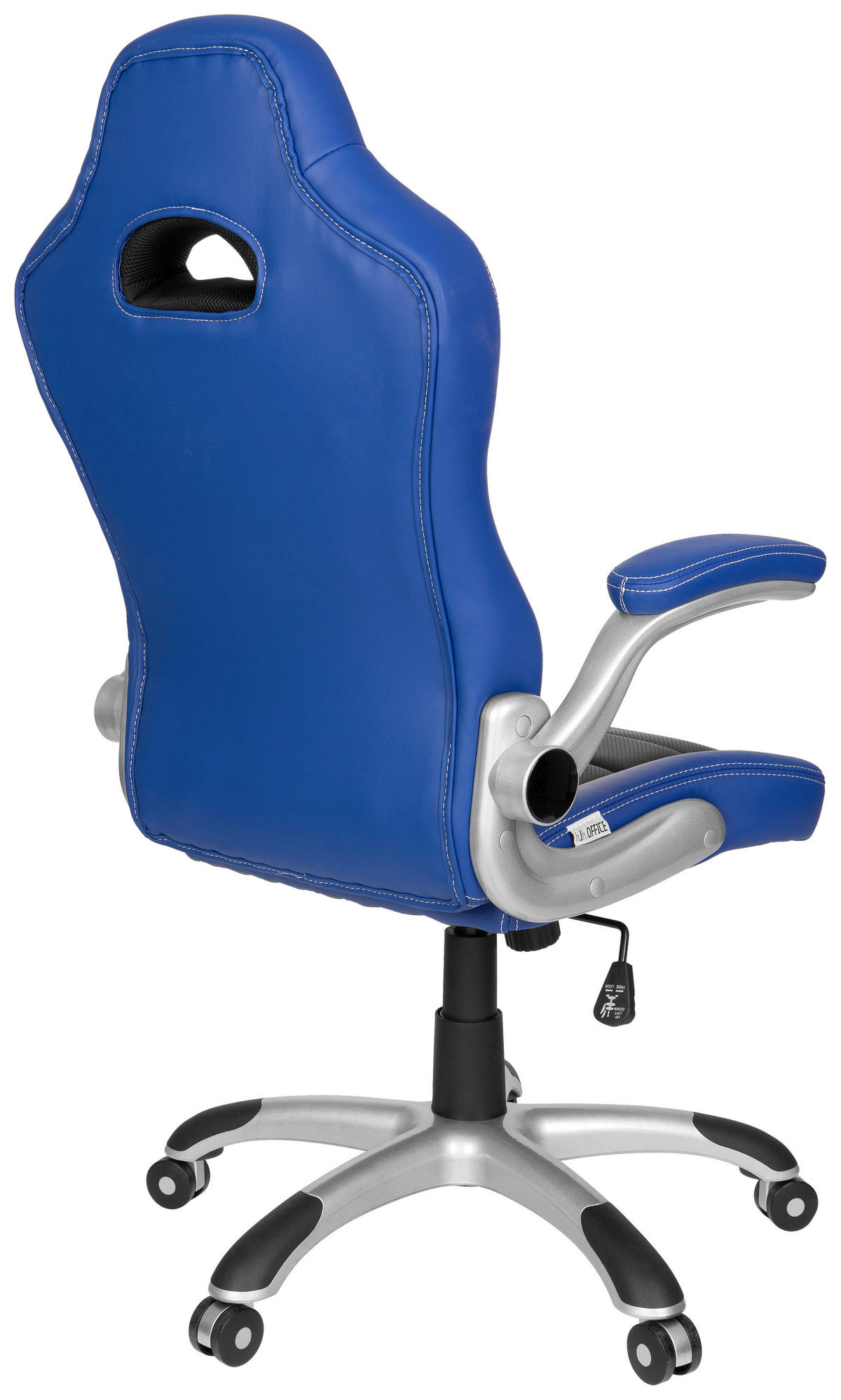 GAMINGSTUHL  in Lederlook Blau, Schwarz, Weiß  - Blau/Silberfarben, MODERN, Kunststoff/Textil (64/118/57cm) - MID.YOU