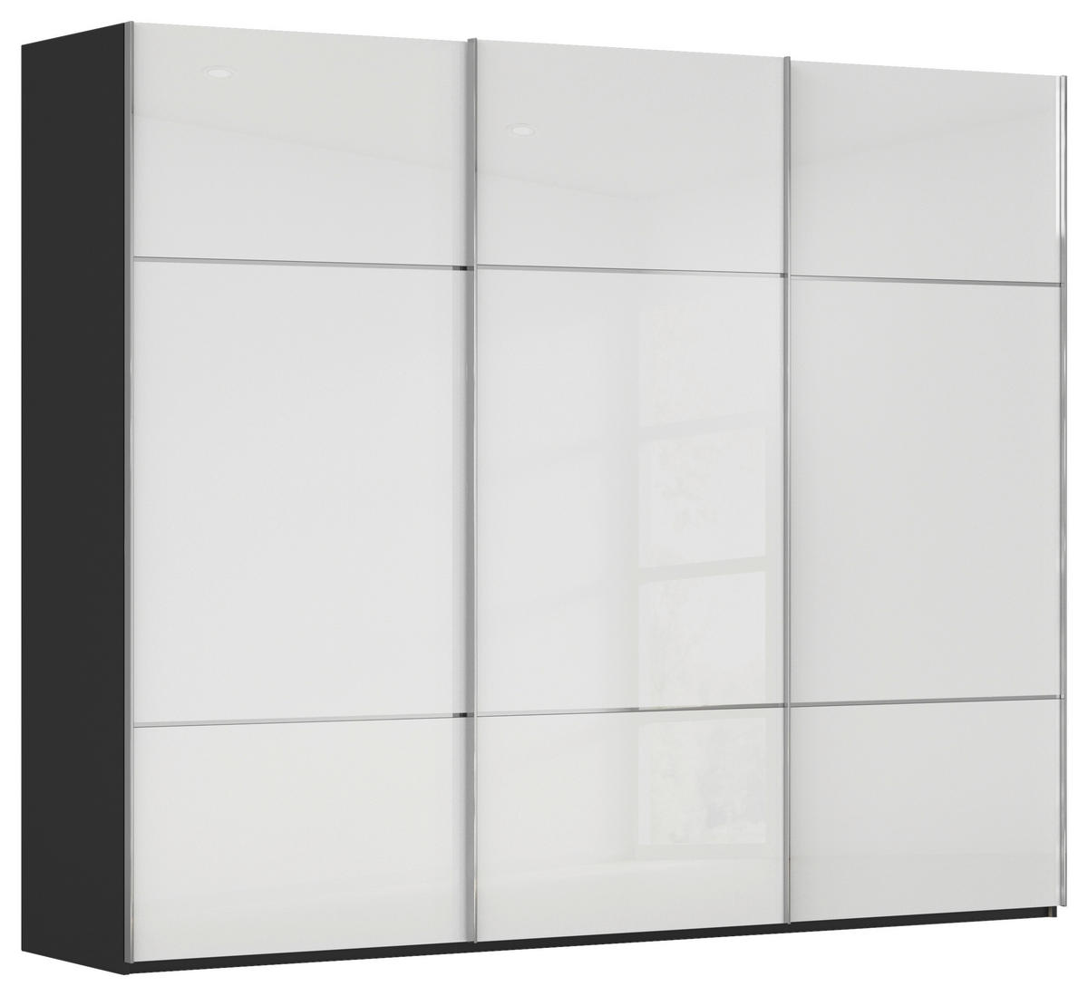 SCHWEBETÜRENSCHRANK 301/223/68 cm 3-türig Schwarz, Weiß  - Chromfarben/Schwarz, KONVENTIONELL, Glas/Holzwerkstoff (301/223/68cm) - Novel