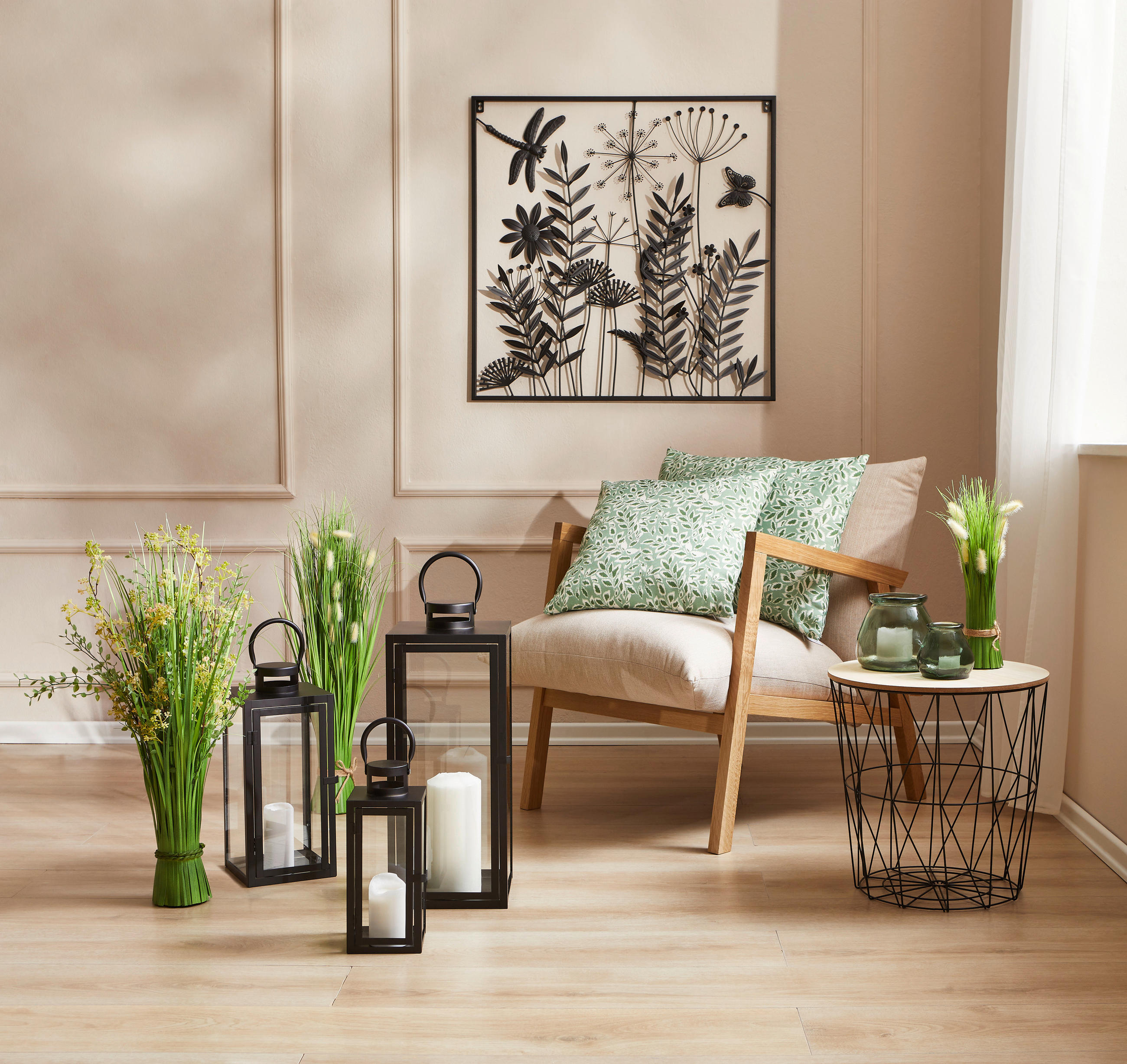 IARBĂ DECORATIVĂ - alb/verde, Lifestyle, plastic/metal (30cm)