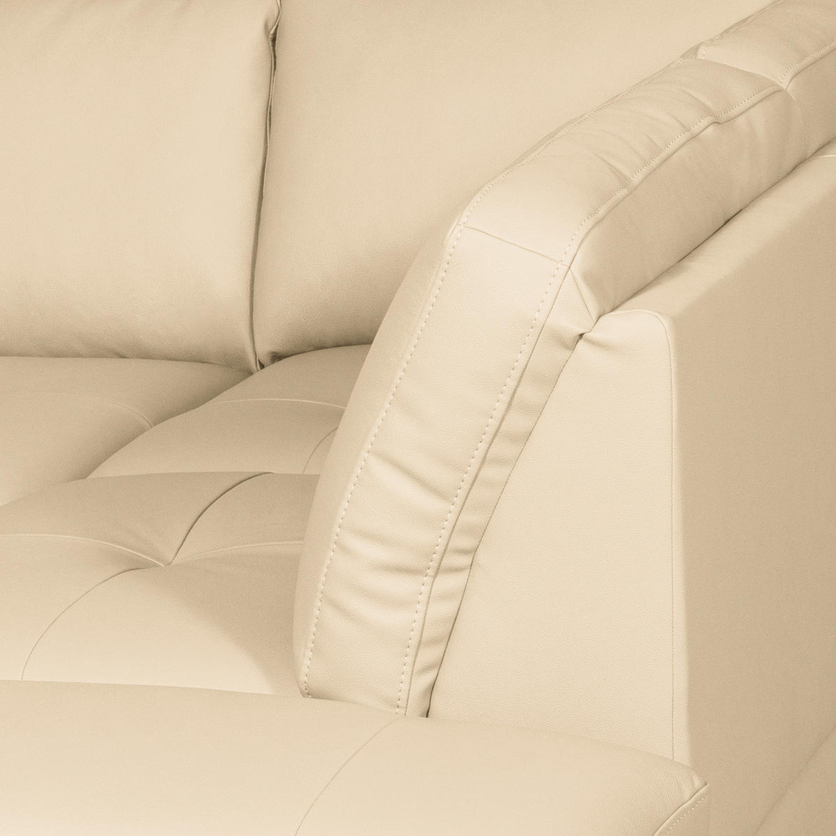 ECKSOFA Lederlook Echtleder Beige  - Beige/Buchefarben, Design, Leder/Holz (234/190cm) - Livetastic