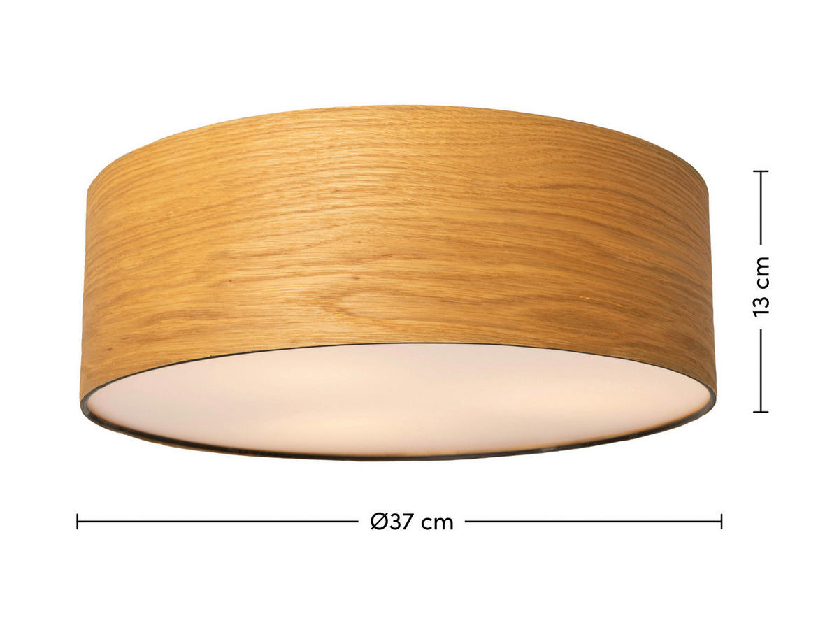 DECKENLEUCHTE  37/13 cm    - Weiss/Eichefarben, Design, Holz/Kunststoff (37/13cm) - Novel