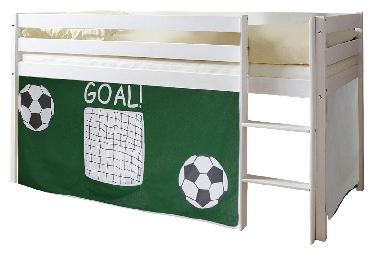 VYSOKÁ POSTEL, 90/200 cm zelená, bílá - bílá/zelená, Natur, dřevo (90/200cm) - MID.YOU