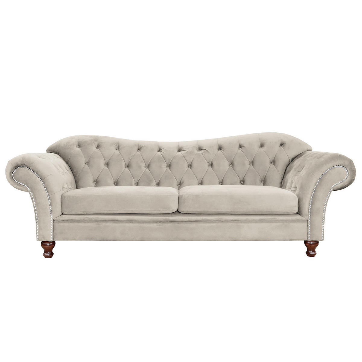 3-SITZER-SOFA SHEFFIELD Mikrofaser Beige  - Beige/Braun, Design, Holz/Textil (230/92/90cm) - P & B