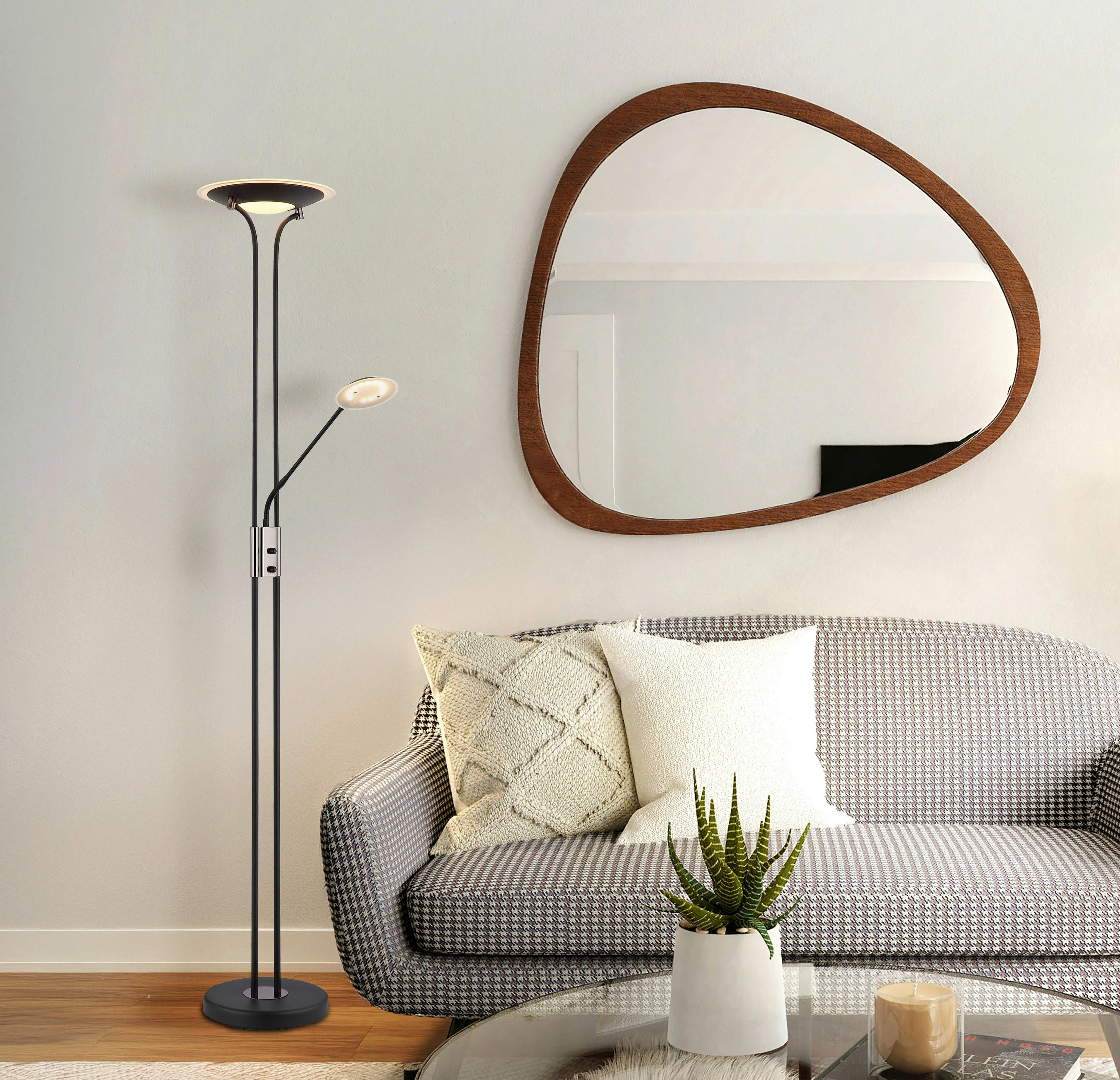 STOJEČA LED-SVETILKA  TAMIKA //3000 K// - barve kroma/črna, Konvencionalno, kovina/umetna masa (30/180cm) - Globo