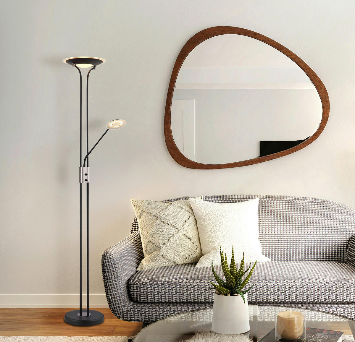 LED SVJETILJKA PODNA TAMIKA  - prozirno/boje kroma, Konvencionalno, staklo/metal (30/180cm) - Globo