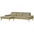 ECKSOFA Ottomane links, Eckteil  More_LZ Olivgrün Webstoff  - Schwarz/Olivgrün, Design, Textil/Metall (188/296cm) - Xora
