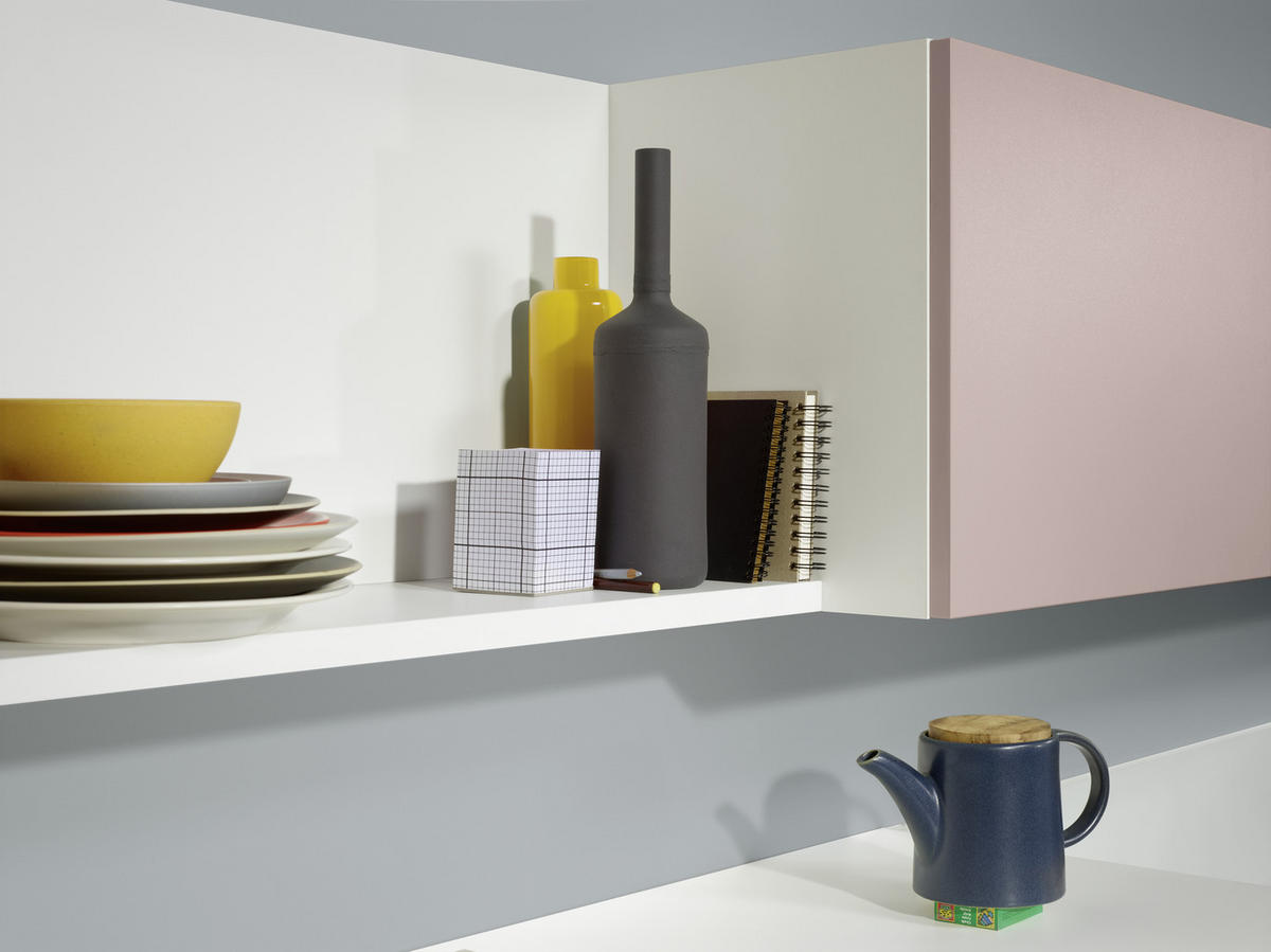 INBYGGNADSKÖK   - vit/rosa, Design, trämaterial/plast - Dieter Knoll