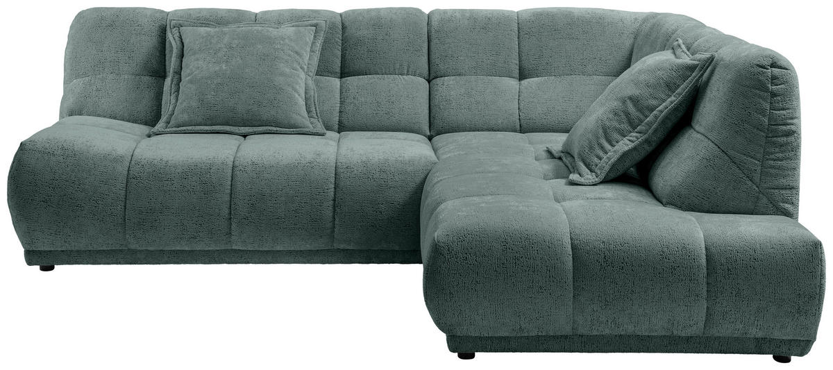 ECKSOFA ITALIA Türkis Chenille  - Türkis/Schwarz, MODERN, Kunststoff/Textil (254/203cm) - Livetastic
