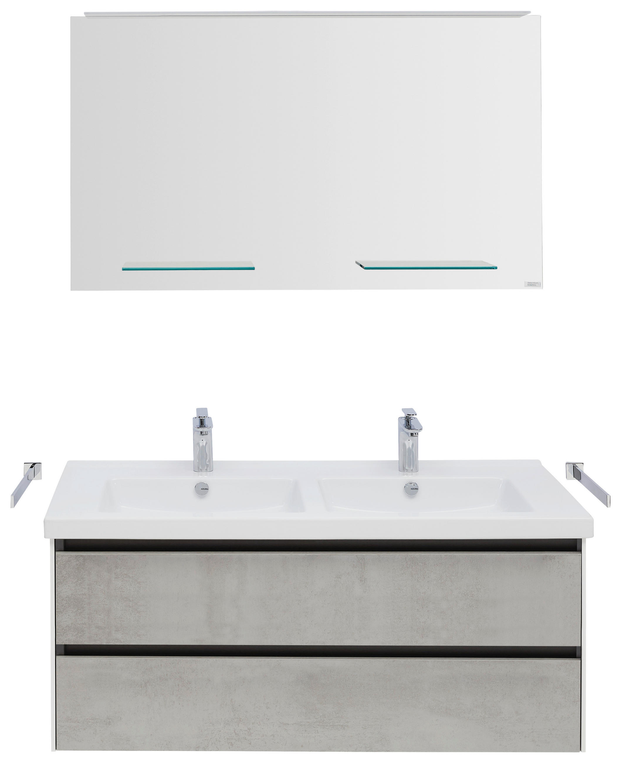 BADEZIMMER  in 121 cm  - Hellgrau/Weiß, Design, Glas/Keramik (121cm) - Dieter Knoll