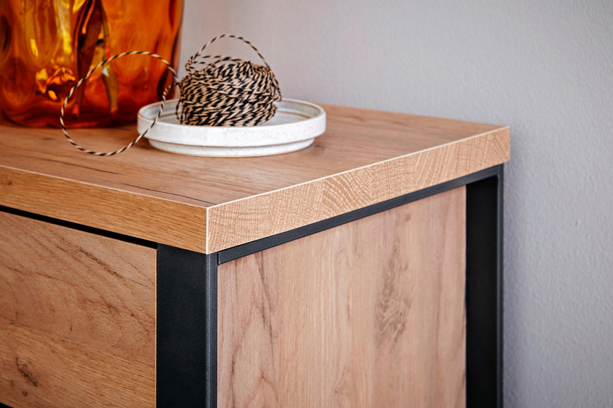 SCHREIBTISCH 120/55/76 cm  in Anthrazit, Eichefarben  - Eichefarben/Anthrazit, MODERN, Holzwerkstoff/Metall (120/55/76cm)