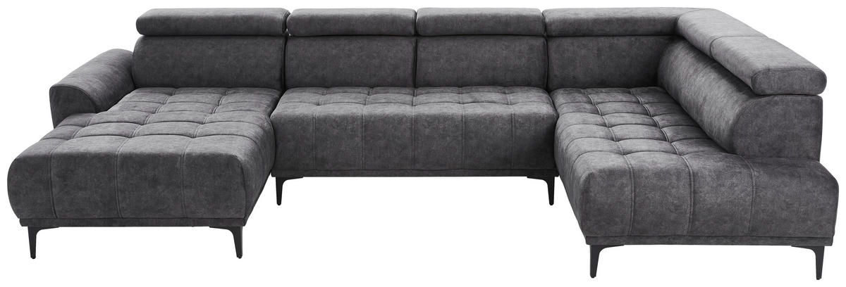 SEDACÍ SOUPRAVA, textil, barvy grafitu - černá/barvy grafitu, Design, kov/textil (172/340/191cm) - Stylife