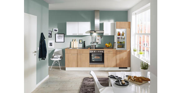 KÜCHENBLOCK 270 cm   in Weiß, Eichefarben  - Edelstahlfarben/Eichefarben, Basics, Holzwerkstoff/Metall (270cm) - Xora