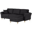 ECKSOFA in Flachgewebe Schwarz  - Eichefarben/Schwarz, KONVENTIONELL, Holz/Textil (265/159cm) - Carryhome