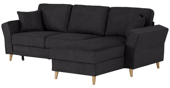 ECKSOFA in Flachgewebe Schwarz  - Eichefarben/Schwarz, KONVENTIONELL, Holz/Textil (265/159cm) - Carryhome